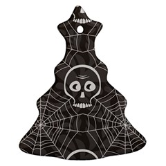 Skull And Spider Web On Dark Background Christmas Tree Ornament (two Sides) by FloraaplusDesign