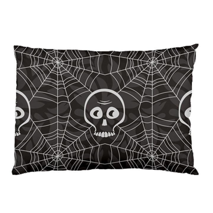 Skull And Spider Web On Dark Background Pillow Case (Two Sides)