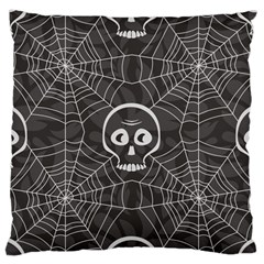 Skull And Spider Web On Dark Background Large Cushion Case (one Side) by FloraaplusDesign