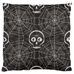 Skull And Spider Web On Dark Background Large Flano Cushion Case (one Side) by FloraaplusDesign