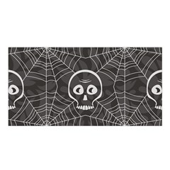 Skull And Spider Web On Dark Background Satin Shawl