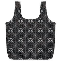 Skull And Spider Web On Dark Background Full Print Recycle Bag (xxl) by FloraaplusDesign