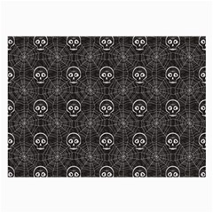 Skull And Spider Web On Dark Background Large Glasses Cloth by FloraaplusDesign