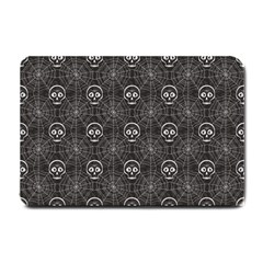 Skull And Spider Web On Dark Background Small Doormat 