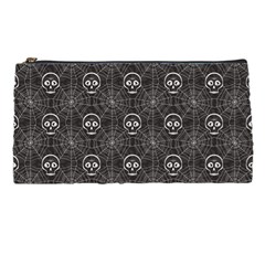 Skull And Spider Web On Dark Background Pencil Case by FloraaplusDesign