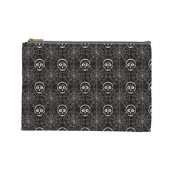 Skull And Spider Web On Dark Background Cosmetic Bag (large)