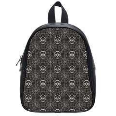 Skull And Spider Web On Dark Background School Bag (small)