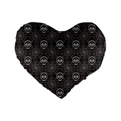 Skull And Spider Web On Dark Background Standard 16  Premium Heart Shape Cushions