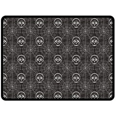 Skull And Spider Web On Dark Background Double Sided Fleece Blanket (large) 