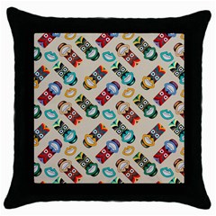 Ethnic Tribal Masks Throw Pillow Case (black) by tmsartbazaar