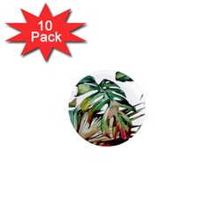 Watercolor Monstera Leaves 1  Mini Magnet (10 Pack)  by goljakoff