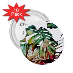 Watercolor Monstera Leaves 2 25  Buttons (10 Pack)  by goljakoff