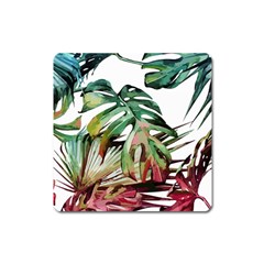 Watercolor Monstera Leaves Square Magnet by goljakoff