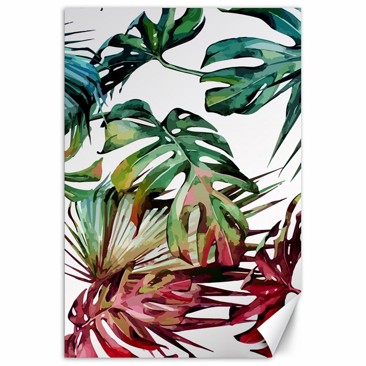 Watercolor monstera leaves Canvas 20  x 30 