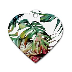 Watercolor Monstera Leaves Dog Tag Heart (one Side) by goljakoff