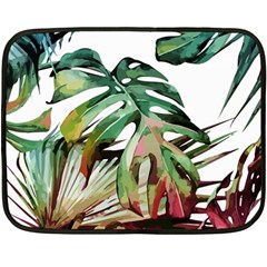 Watercolor Monstera Leaves Double Sided Fleece Blanket (mini)  by goljakoff