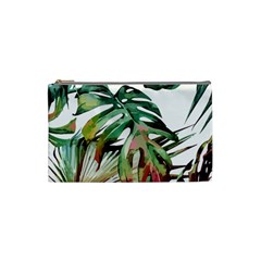 Watercolor Monstera Leaves Cosmetic Bag (small) by goljakoff