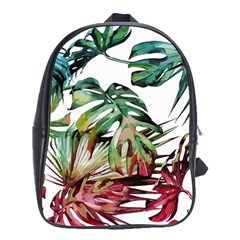 Watercolor Monstera Leaves School Bag (large) by goljakoff