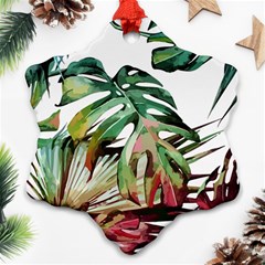 Watercolor Monstera Leaves Ornament (snowflake) by goljakoff