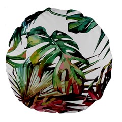 Watercolor Monstera Leaves Large 18  Premium Flano Round Cushions by goljakoff