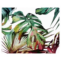 Watercolor Monstera Leaves Double Sided Flano Blanket (medium)  by goljakoff