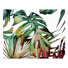 Watercolor Monstera Leaves Double Sided Flano Blanket (large)  by goljakoff