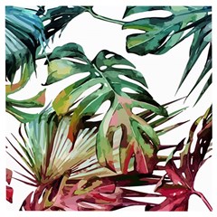 Watercolor Monstera Leaves Wooden Puzzle Square by goljakoff