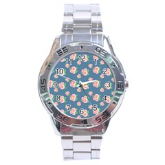 Pink Vintage Roses Stainless Steel Analogue Watch by FloraaplusDesign