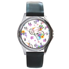 Cycle Ride Round Metal Watch by designsbymallika