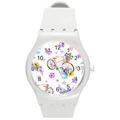 Cycle Ride Round Plastic Sport Watch (m) by designsbymallika