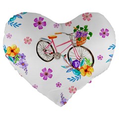 Cycle Ride Large 19  Premium Heart Shape Cushions by designsbymallika