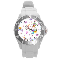 Cycle Ride Round Plastic Sport Watch (l) by designsbymallika