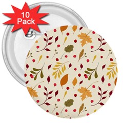 Pretty Leaves Pattern 3  Buttons (10 Pack)  by designsbymallika