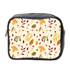 Pretty Leaves Pattern Mini Toiletries Bag (two Sides) by designsbymallika