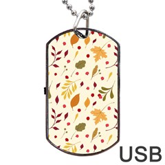 Pretty Leaves Pattern Dog Tag Usb Flash (one Side) by designsbymallika