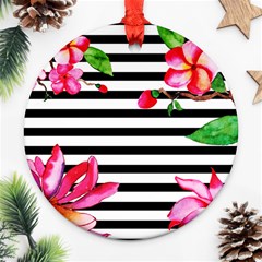 Black And White Stripes Ornament (round) by designsbymallika