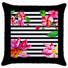 Black And White Stripes Throw Pillow Case (black) by designsbymallika