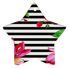 Black And White Stripes Star Ornament (two Sides) by designsbymallika