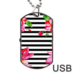 Black And White Stripes Dog Tag Usb Flash (one Side) by designsbymallika