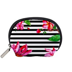 Black And White Stripes Accessory Pouch (small) by designsbymallika