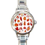 Autumn Pattern Round Italian Charm Watch Front