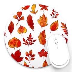 Autumn Pattern Round Mousepads by designsbymallika