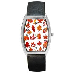 Autumn Pattern Barrel Style Metal Watch by designsbymallika