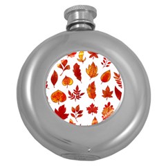 Autumn Pattern Round Hip Flask (5 Oz) by designsbymallika