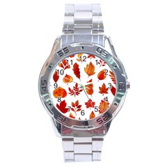 Autumn Pattern Stainless Steel Analogue Watch by designsbymallika