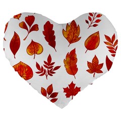 Autumn Pattern Large 19  Premium Heart Shape Cushions by designsbymallika