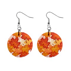 Autumn Leaves Pattern Mini Button Earrings by designsbymallika