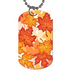 Autumn Leaves Pattern Dog Tag (two Sides) by designsbymallika