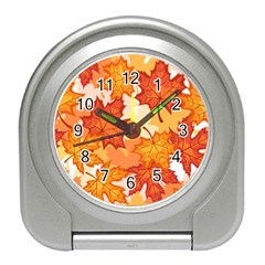 Autumn Leaves Pattern Travel Alarm Clock by designsbymallika