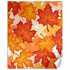 Autumn Leaves Pattern Canvas 11  X 14  by designsbymallika